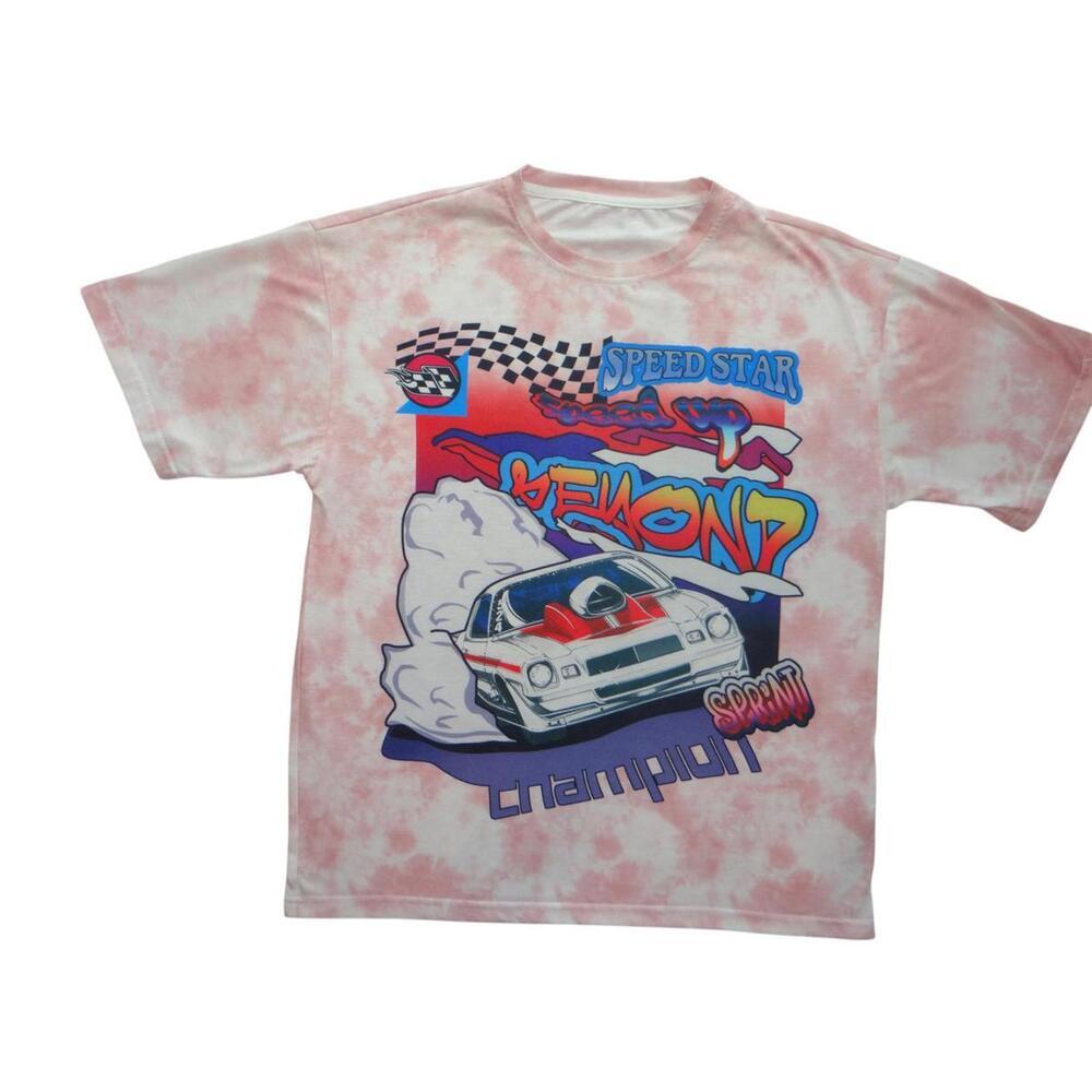 Vintage-Inspired Speed Star Champion Tee - Tie Dye Graphic T-Shirt
